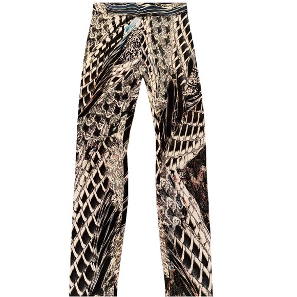 Helmut Lang Women's Leggings With‎ Pheasant Print Scales Size P - Picture 1 of 7